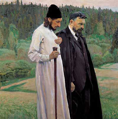 Павел Флоренский и Сергей Булгаков. Картина «Философы» художника М. В. Нестерова. 1917